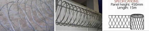 Razor Wire Razor Ribbon Barbed Wire 18" 5 Coils 250 Feet Coverage